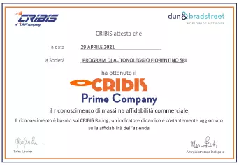 Program Autonoleggio ottiene il riconoscimento Cribis Prime Company per la massima affidabilità economico-commerciale